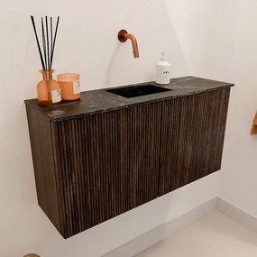 Mondiaz Joya DLux 80cm toiletmeubel walnut met wastafel faye midden zonder kraangat lava