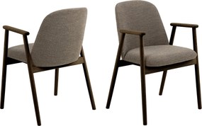 RODERIC Bruin Taupe (stof Monza 40) / gelakt eikenhouten frame – gerookt eiken (walnootkleur) – HOUTEN BOUCLÉ RETRO STOEL