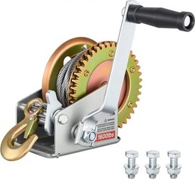 VEVOR handlier met een hefvermogen van 726 kg, handmatige lier met 10 m staalkabel, 4:1 bootlier met tweeweg ratelhandslinger en lasthaak, gecoate handlier voor boten, trailers en vrachtwagens.