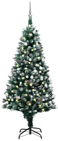 vidaXL Kunstkerstboom met LED's, kerstballen en dennenappels 180 cm