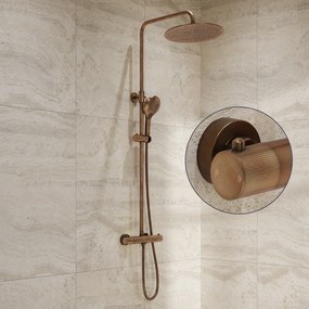 Saniclear Evolution Stripes opbouw regendouche verouderd messing met 30cm hoofddouche en 2 standen handdouche