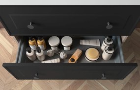 Muebles Renoir badmeubel 60cm zwart mat met waskom en langwerpige handgrepen zwart