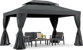 Tuinpaviljoen met horren en gordijnen Valencia 3x4 antraciet Garden Point