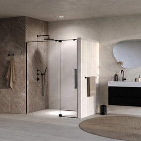 Brauer Stellar nisdeur met vaste wand 140cm zwart mat