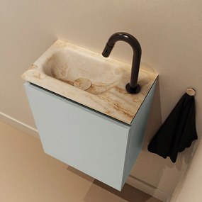 Mondiaz Ture DLux toiletmeubel 40cm greey met wastafel frappe links met kraangat