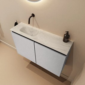 Mondiaz Ture DLux toiletmeubel 80cm plata met wastafel opalo links zonder kraangat