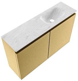 Mondiaz Ture DLux toiletmeubel 80cm oro met wastafel opalo rechts met kraangat