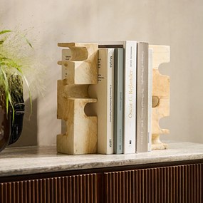 Set van 2 travertijnen boekensteunen, Dhania