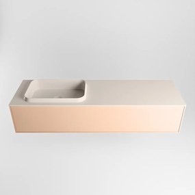 Mondiaz Erin 150cm badmeubel Rosee met 1 lade en beige wastafel links 1 kraangat