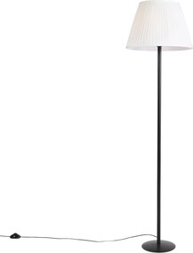 Moderne vloerlamp zwart met witte plisse kap 45 cm - Simplo