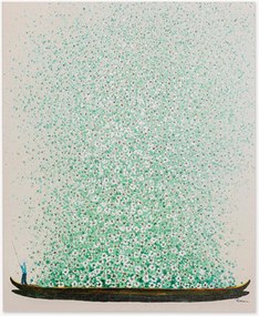 Handafgewerkt canvasdoek Flower