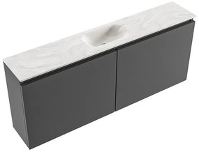 Mondiaz Ture DLux toiletmeubel 120cm dark grey met wastafel ostra midden zonder kraangat