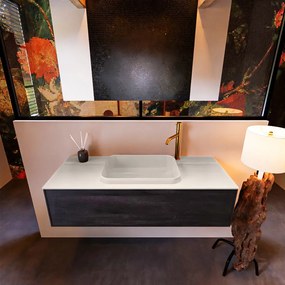 Mondiaz Erin 120cm badmeubel Antracite met 1 lade en beige wastafel midden 1 kraangat