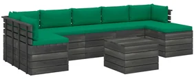 vidaXL 8-delige Loungeset met kussens pallet massief grenenhout