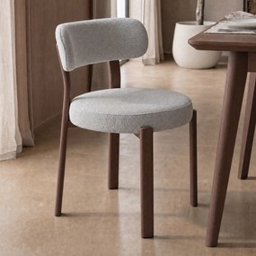 Walnoot Eetkamerstoel Met Beige Zitting