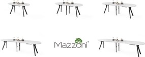 Mazzoni EXPANSO Wit mat / zwarte poten - OVALE UITSCHUIFTAFEL 160-360 cm VOOR 16-18 PERSONEN