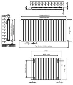 Eastbrook Hadleigh radiator 125x60cm aluminium 2111W zwart mat