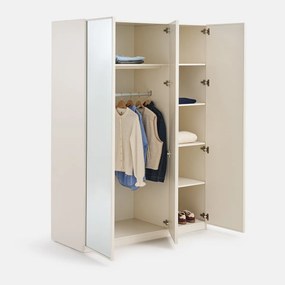3-deurs kledingkast, 1 met spiegel, garderobe en linnenkast, PARRO