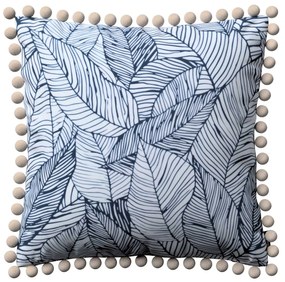 Dekoria Kussenhoes Wera met pompons, donkerblauw-wit 45 x 45 cm