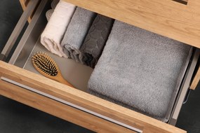 Differnz Fit badmeubel 60cm eiken licht met toppaneel zwart mat en spiegelkast