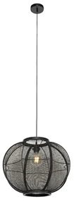 Oosterse hanglamp zwart stof 48 cm - RobOosters E27 rond Binnenverlichting Lamp