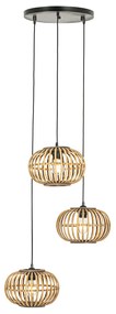 Oosterse hanglamp bamboe 3-lichts rond - Amira