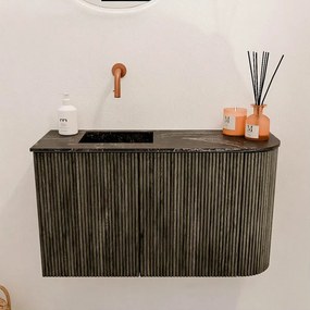 Mondiaz Joya DLux 70cm toiletmeubel ronding rechts shadow met wastafel faye links zonder kraangat lava