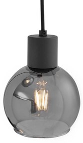 Art Deco hanglamp zwart met smoke glas rond 3-lichts - Vidro Art Deco E27 Binnenverlichting Lamp