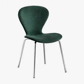 Stapelfauteuil In Fluweel Uit Jungle Groen & Grijs – Chroom - Sklum