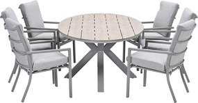 Garden Impressions Senja tuinset 7-delig valley sand - Tulli tuintafel 220x115 cm - light teak vironwood