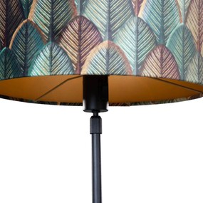 Tafellamp zwart met velours lampenkap blad dessin met gouden binnenkant - Parte Klassiek / Antiek, Modern E27 rond Binnenverlichting Lamp