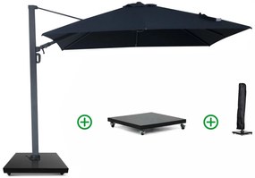 Zweefparasol 3x3m S2 Excellent (incl. voet + hoes) Grijs-antraciet Camello Luna LED