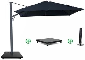 Zweefparasol 3x3m S2 Excellent (incl. voet + hoes) Grijs-antraciet Camello Luna LED