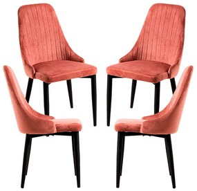 Set 4 Kan Fluwelen Stoelen