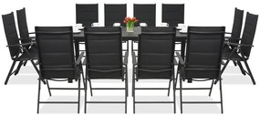 Aluminium tuinmeubelen polywood met grote tafel Verona voor 12 personen Garden Point zwart