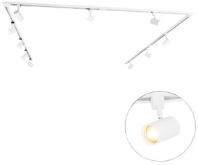 Modern 1-fase railsysteem met 10 Spot / Opbouwspot / Plafondspots wit - Jeana Modern GU10 Binnenverlichting Lamp