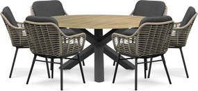 Tuinset Ronde Tuintafel 6 personen 160 cm Rope Grijs Coco Antoni/Rockville