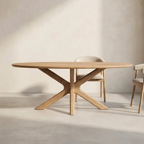 Eettafel Kruispoot Eiken 210 - 210 X 110cm.