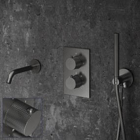 Saniclear Iron Curved Pro inbouw badkraan verouderd ijzer - gunmetal