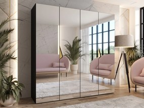 Kledingkast Hartford 630, Gouden, Zwart, 202x200x52cm, 135.3 kg, Kledingkast deuren: Met scharnieren