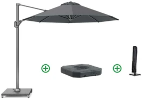 Zweefparasol  Ø3m T1 (incl.voet + hoes) antracite Grijs-antraciet Platinum Voyager