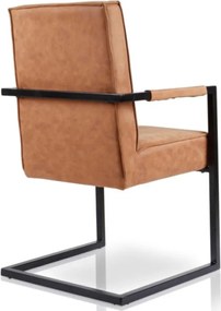 Eetkamerstoel - Andries - Lederlook Soft Cognac - Met armleuning