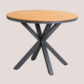 Ronde Tuintafel Van Eucalyptus- En Aluminiumhout Archer Grijs – Grafiet & Ø100 Cm - Sklum
