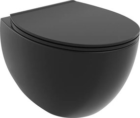 Mexen Egg wc-kom visc Rimless met zitting slow-close slim, duroplast, zwarte mat - 30245070