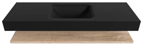 Zaro Alan badmeubel 140cm met planchet washed oak en vrijhangende wastafel cloud midden 1 kraangat urban
