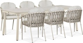 Tuinset 6 personen 220 cm Rope Zand/Beige Lifestyle Garden Furniture Morano/Tavano