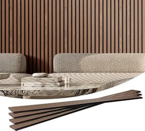 VEVOR akoestische panelen, akoestische panelen, 2400 x 200 mm, MDF accenthouten wandpanelen voor moderne binnenmuren, imitatiehouten wandpanelen voor stijlvolle decoratie en geluidsreductie, walnoot, set van 4