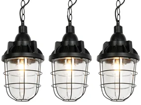 Set van 3 industriele hanglampen zwart - Cabin Industriele / Industrie / Industrial E27 rond Binnenverlichting Steen / Beton Lamp