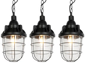 Set van 3 industriele hanglampen zwart - Cabin Industriele / Industrie / Industrial E27 rond Binnenverlichting Steen / Beton Lamp