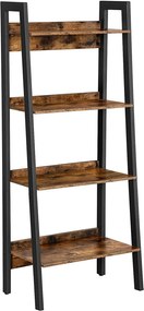 Nancy's Harvey Ladderkast - Staande Boekenkast 4 Laags - Industrieel - Bruin - 56 x 34 x 137,5 cm (L x B x H)